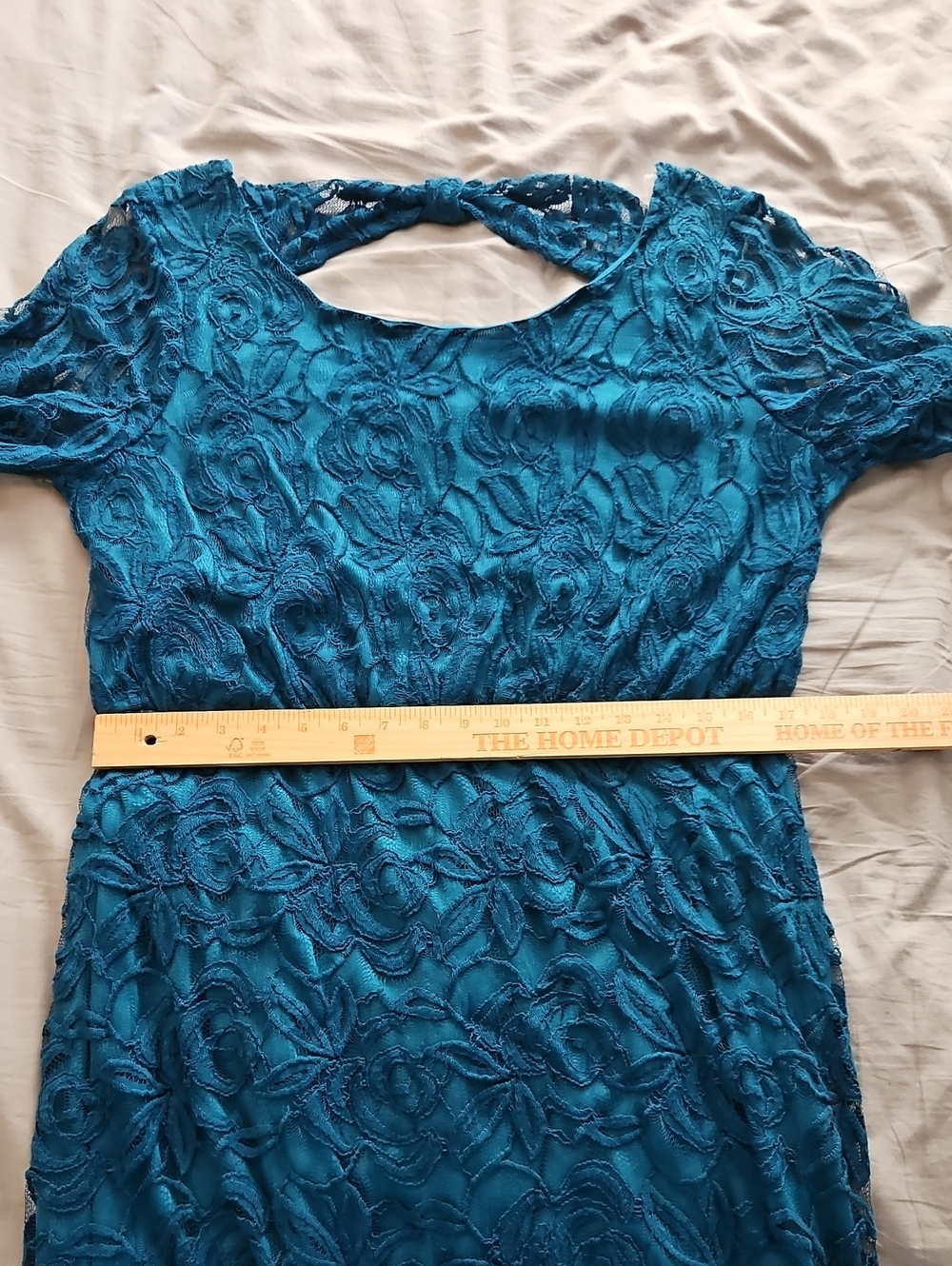 Teal Blue Lace Midi Dress - Picture 6 of 8